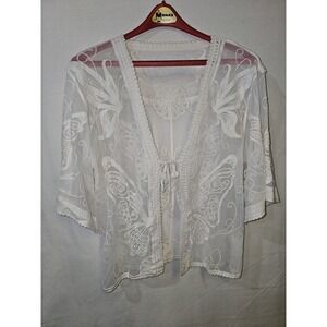 No Brand Cottage Core Festival Butterfly Lace Cardigan One Size Fits All